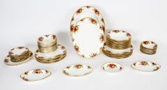 Vintage Royal Albert 99 Piece Country Roses Full Dinner Service Mid Century