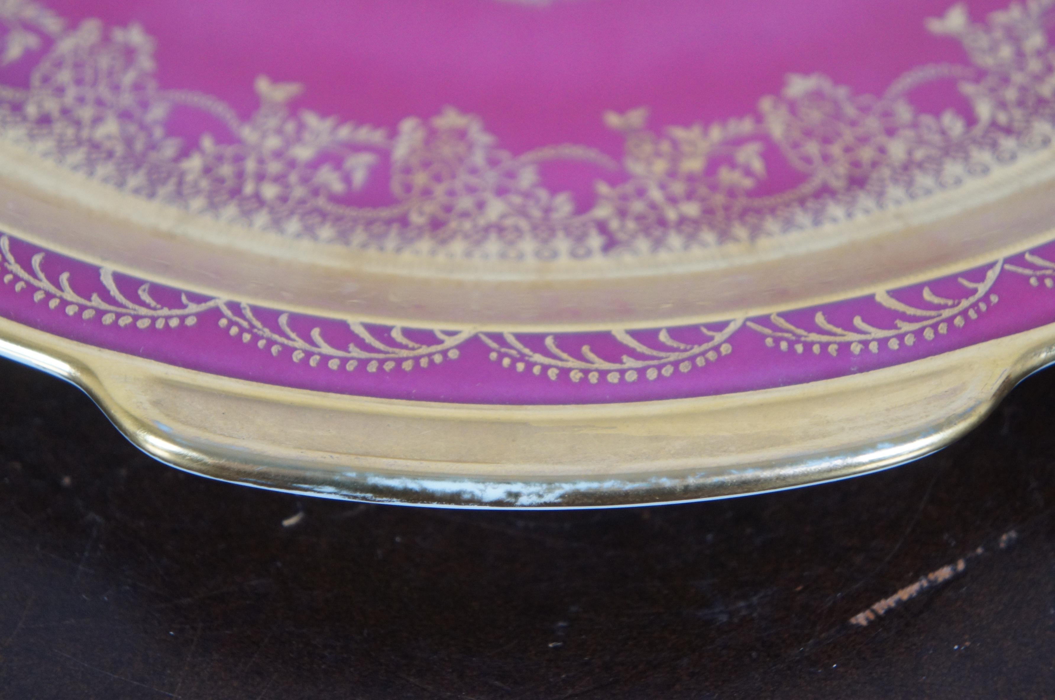 Renaissance Vintage Royal Bavaria Hutschenreuther Selb Gold & Pink Portrait Plate German