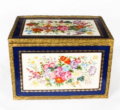 Vintage Royal Blue Sèvres Porcelain Jewellery Casket, 20th Century