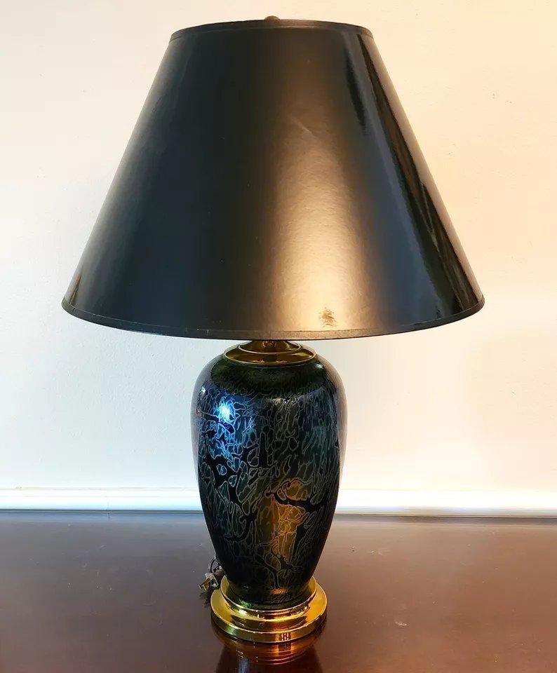 Vintage Royal Brierley Table Lamp Iridescent Signed 1