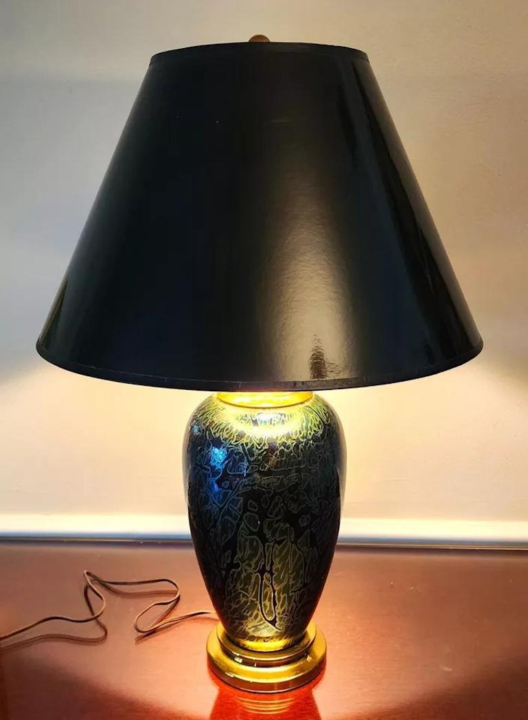 Vintage Royal Brierley Table Lamp Iridescent Signed 2
