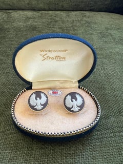 Gemelli da polso vintage Royal British "Wedgwood" in diaspro e oro di Stratton