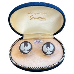 Vintage Royal British “Wedgwood” Jasper ware Gold Pate Cufflinks By Stratton