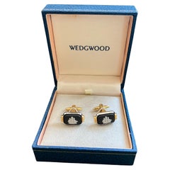 Vintage Royal British “Wedgwood” Jasper ware Gold Pate Cufflinks Circa 1980