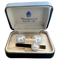 Vintage Royal British “Wedgwood” Jasper ware Gold Plate Cufflinks Circa 1980