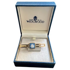 Vintage Royal British “Wedgwood” Jasper ware Gold Plate Tie Clip Circa 1980