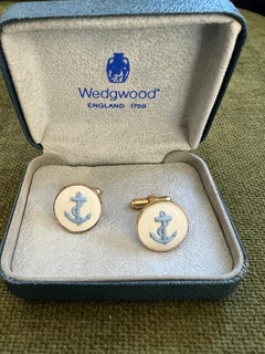 Gemelli da polso d'epoca Royal British "Wedgwood" in diaspro placcato in oro con custodia