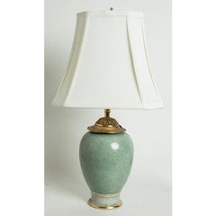 Vintage Royal Copenhagen Celadon Crackled Vase Lampe