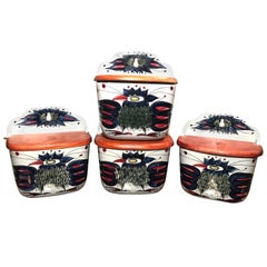 Retro Royal Copenhagen Hand Painted Porcelain Salt Jars