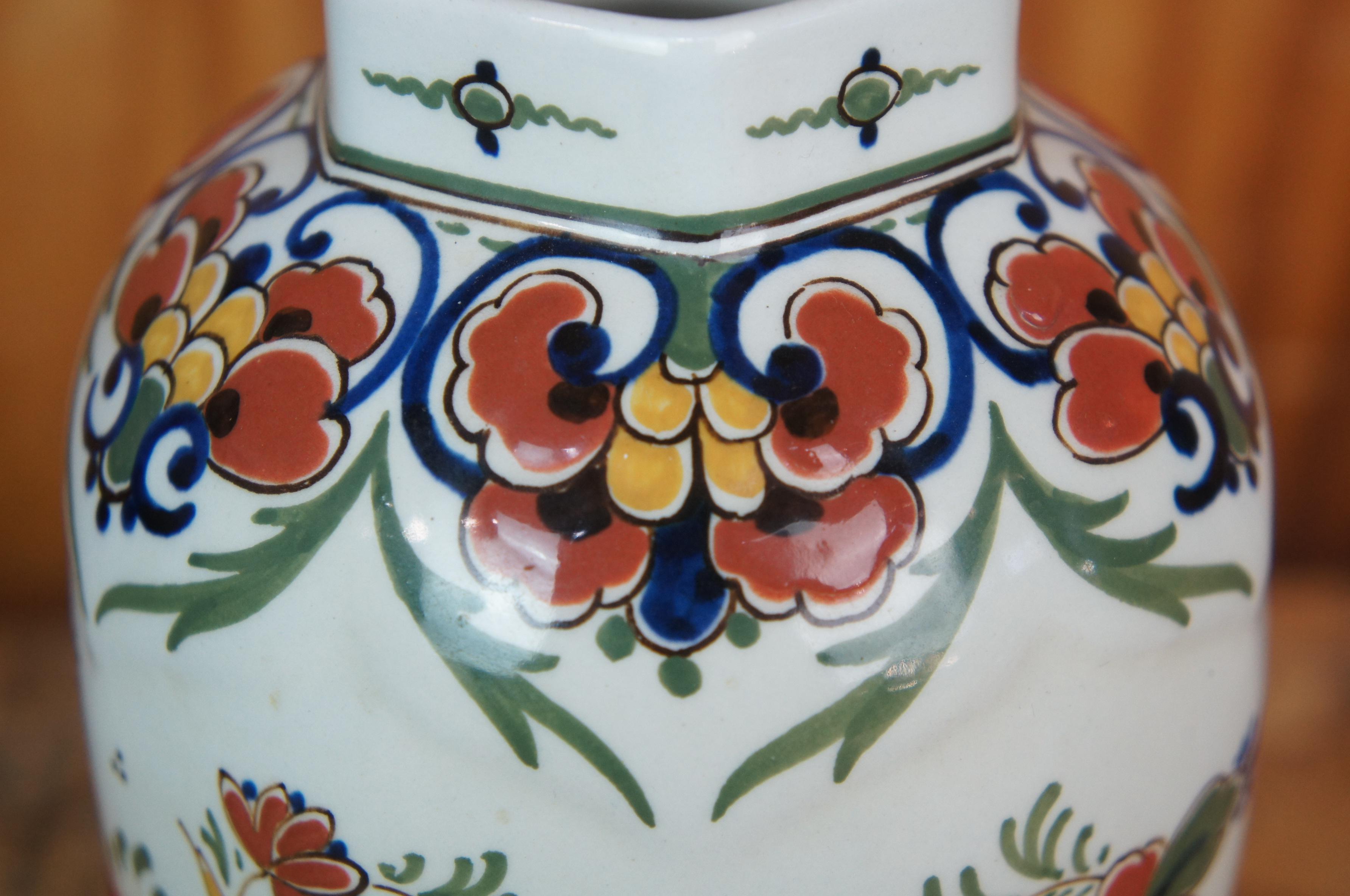 Porcelain Vintage Royal Delft De Porceleyne Fles Polychrome Ginger Jar Vase Foo Lion Dog