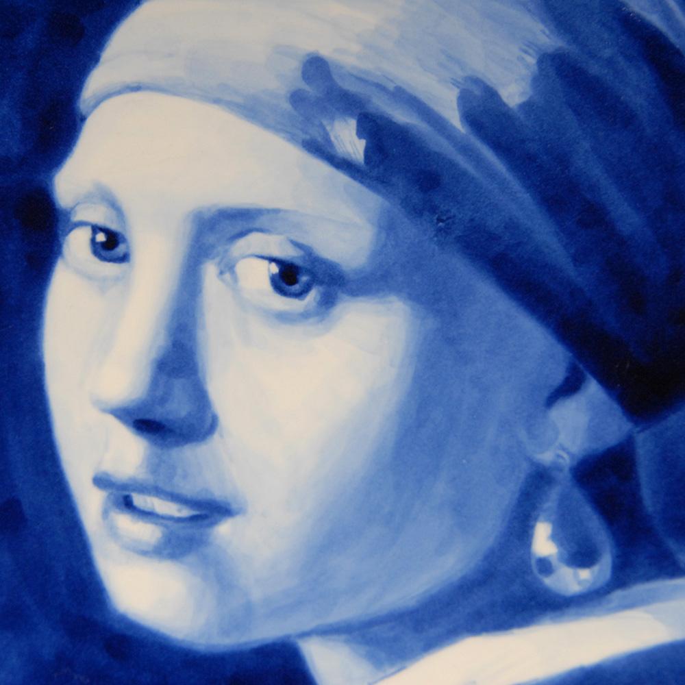 Vintage Royal Delft Plate Girl With Pearl Earring Portret Plate Johannes Vermeer For Sale 2