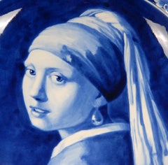 Assiette vintage Royal Delft Girl With Pearl Earring Portret Plate Johannes Vermeer