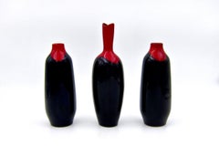 Vintage Royal Doulton Art Deco Rouge et Noir Flambe Vase Trio