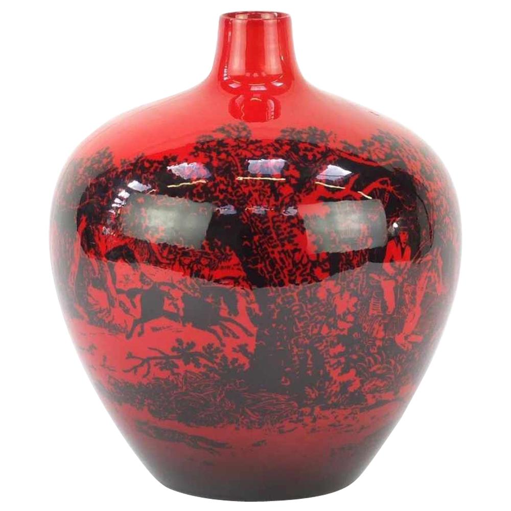 Vintage Royal Doulton Vase avec scène de chasse:: fin du 20ème siècle en vente