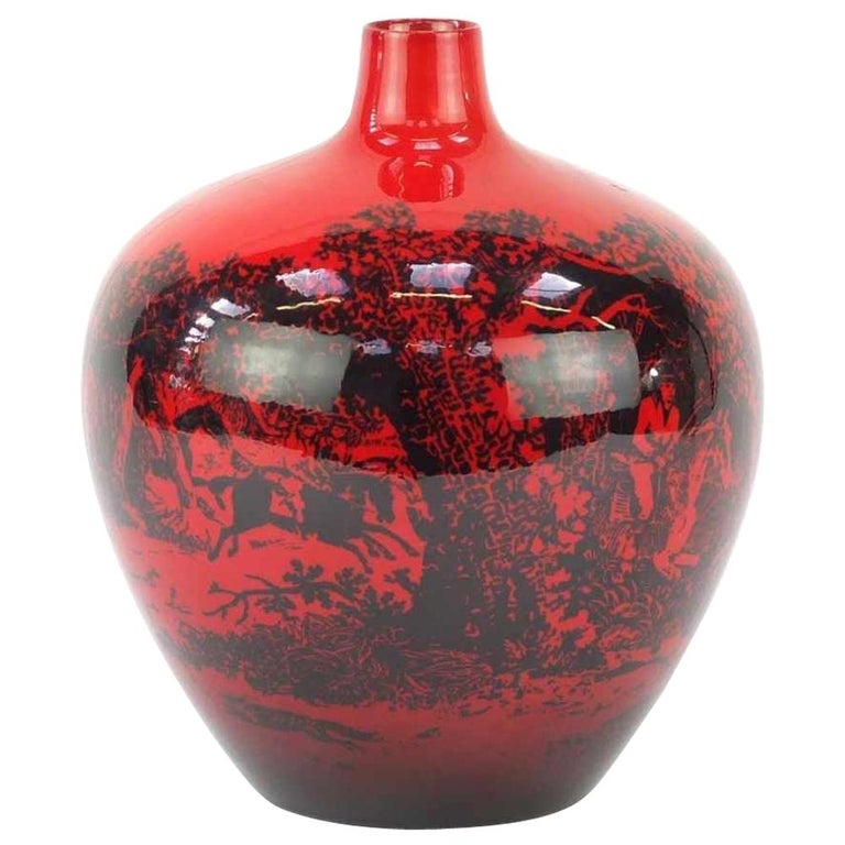Vintage Royal Doulton Vase avec scène de chasse:: fin du 20ème siècle En ve...