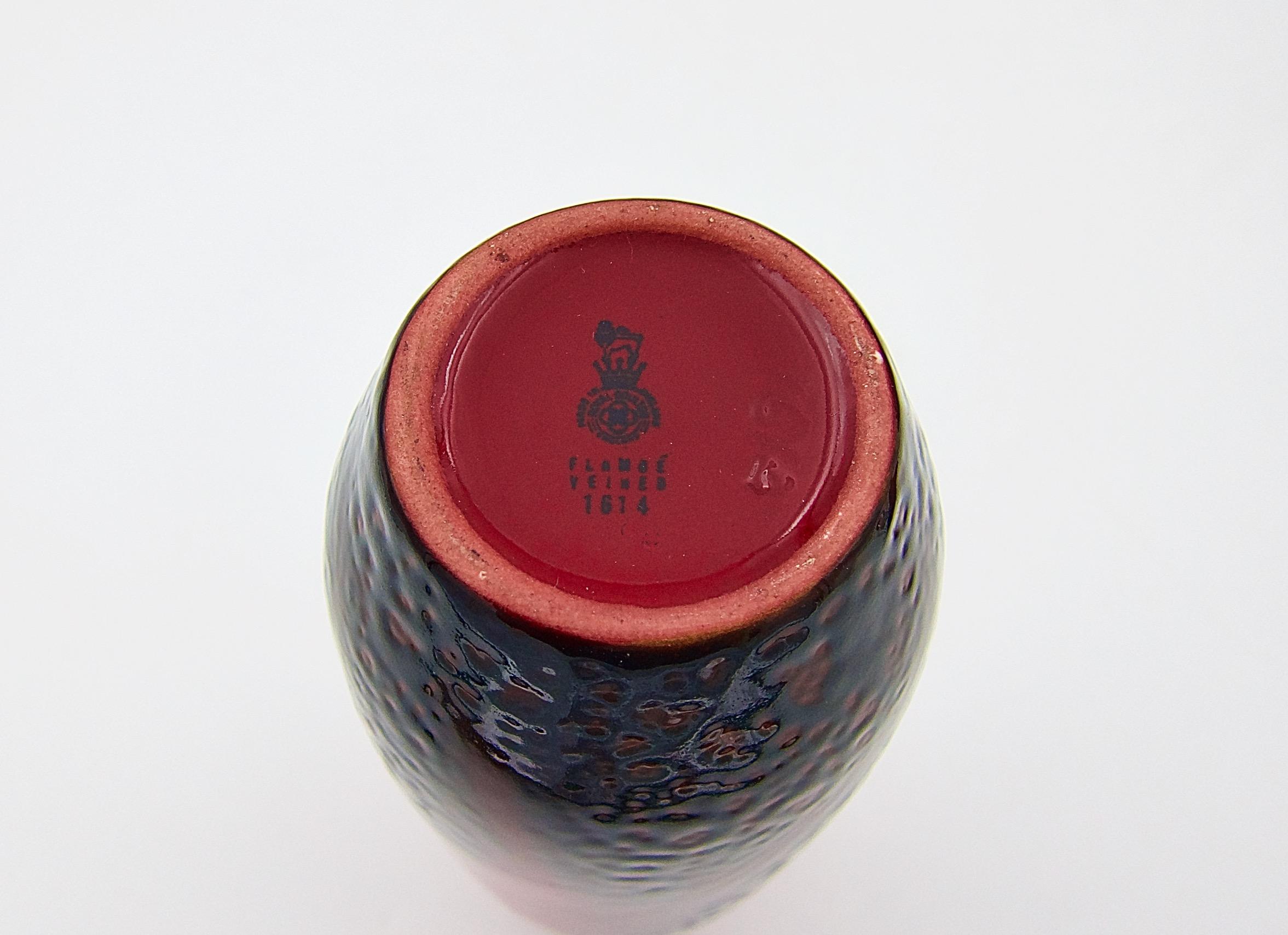 Vintage Royal Doulton Veined Flambe Art Pottery Trio 9