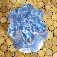 Vintage Royal Gallery Hand Blown Blue and White Glass Vase