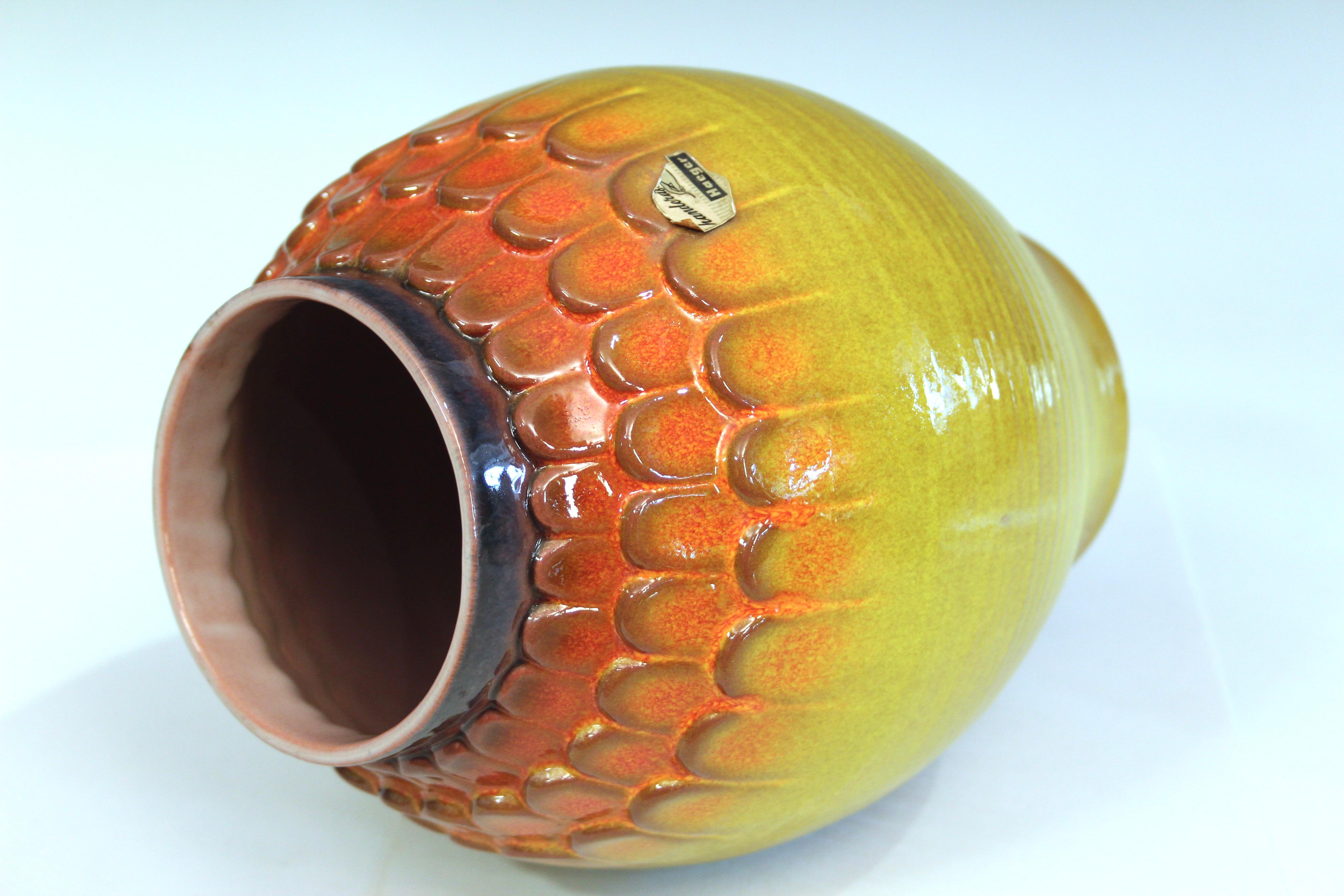 Vase Art Déco Lotus Blossom chromé rouge orangé Royal Haeger en vente 2