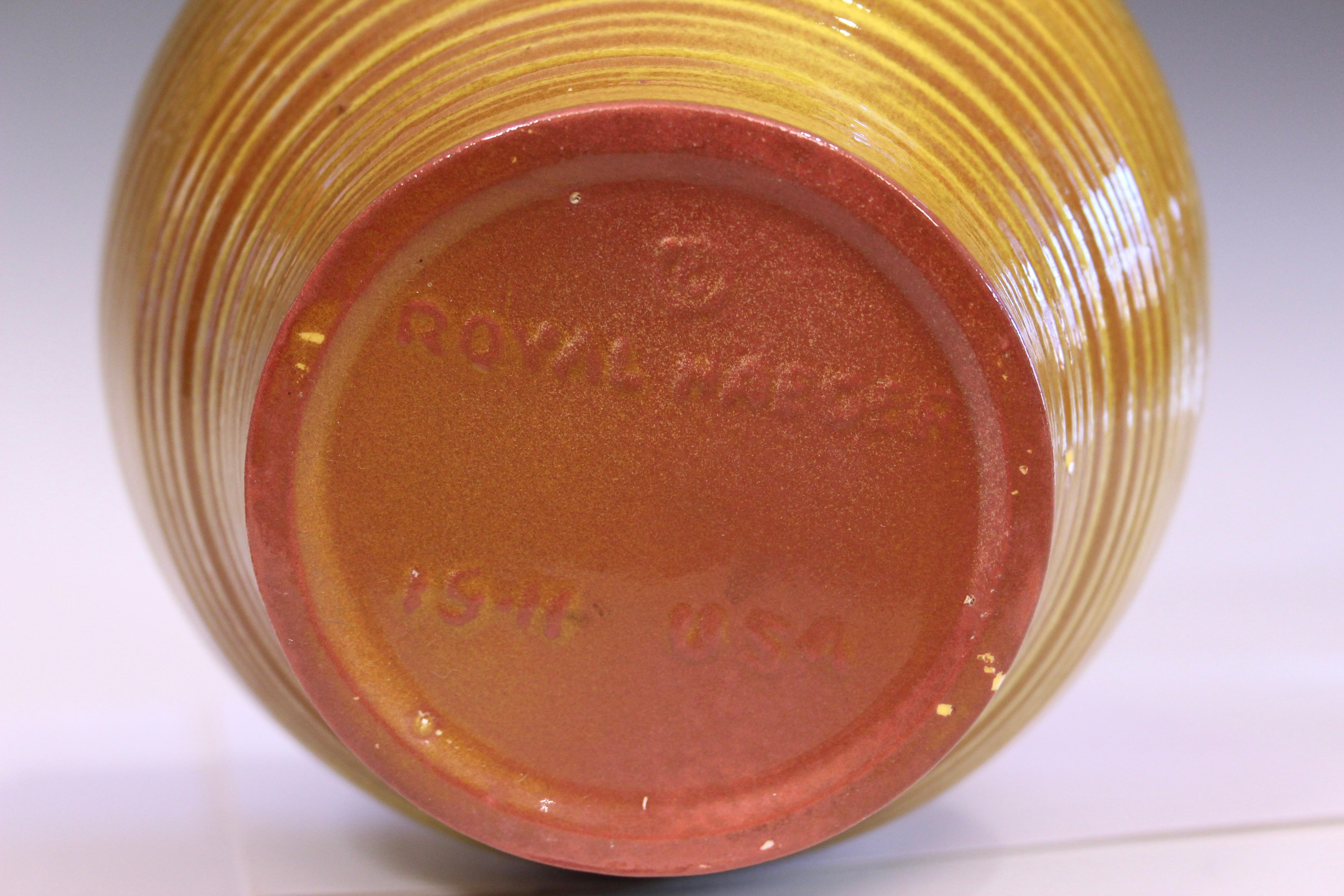 Vase Art Déco Lotus Blossom chromé rouge orangé Royal Haeger en vente 4