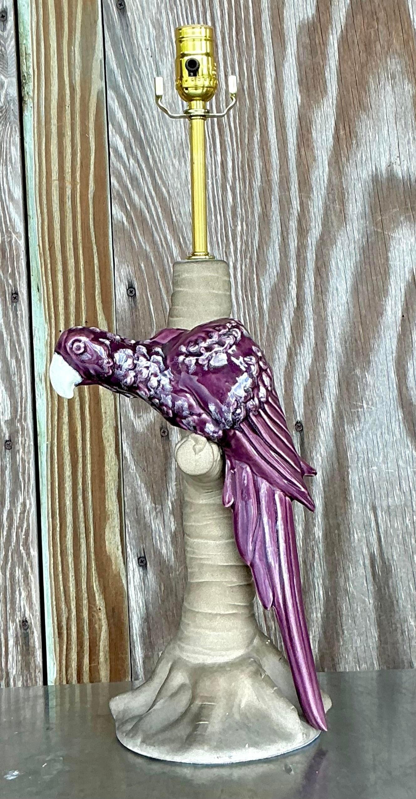Metallo Lampada a pappagallo in ceramica smaltata vintage di Royal Haeger in vendita