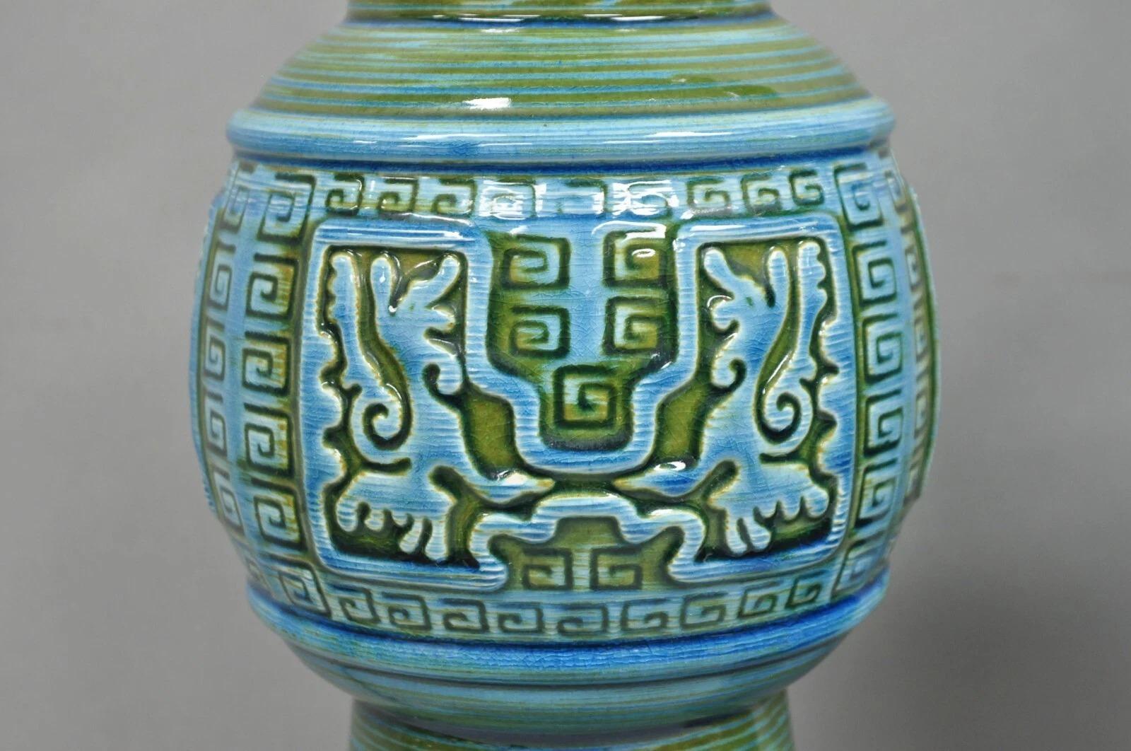Paire de lampes de bureau Royal Haeger en céramique vert turquoise, mi-siècle moderne Bon état - En vente à Philadelphia, PA