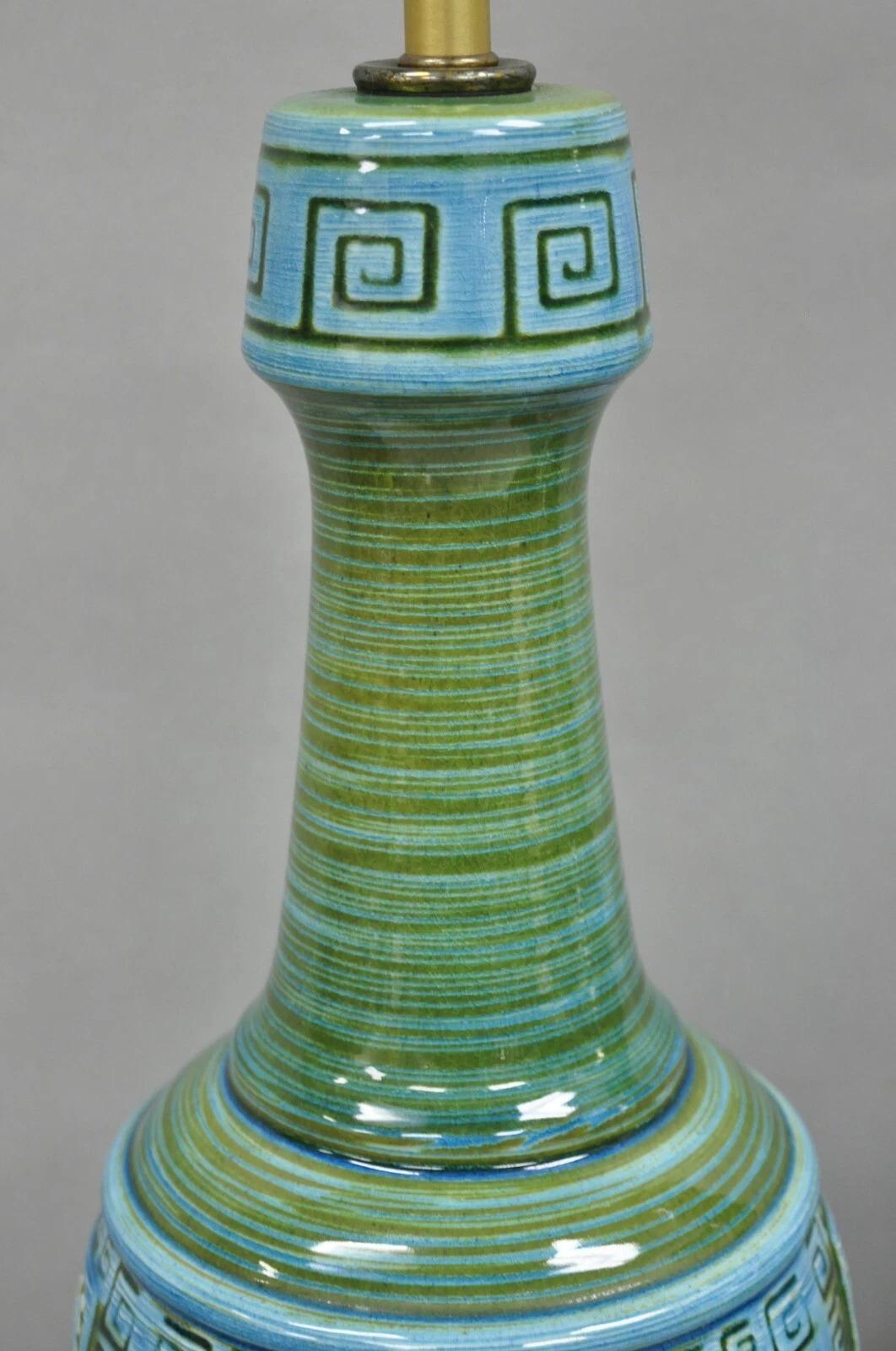 Céramique Paire de lampes de bureau Royal Haeger en céramique vert turquoise, mi-siècle moderne en vente