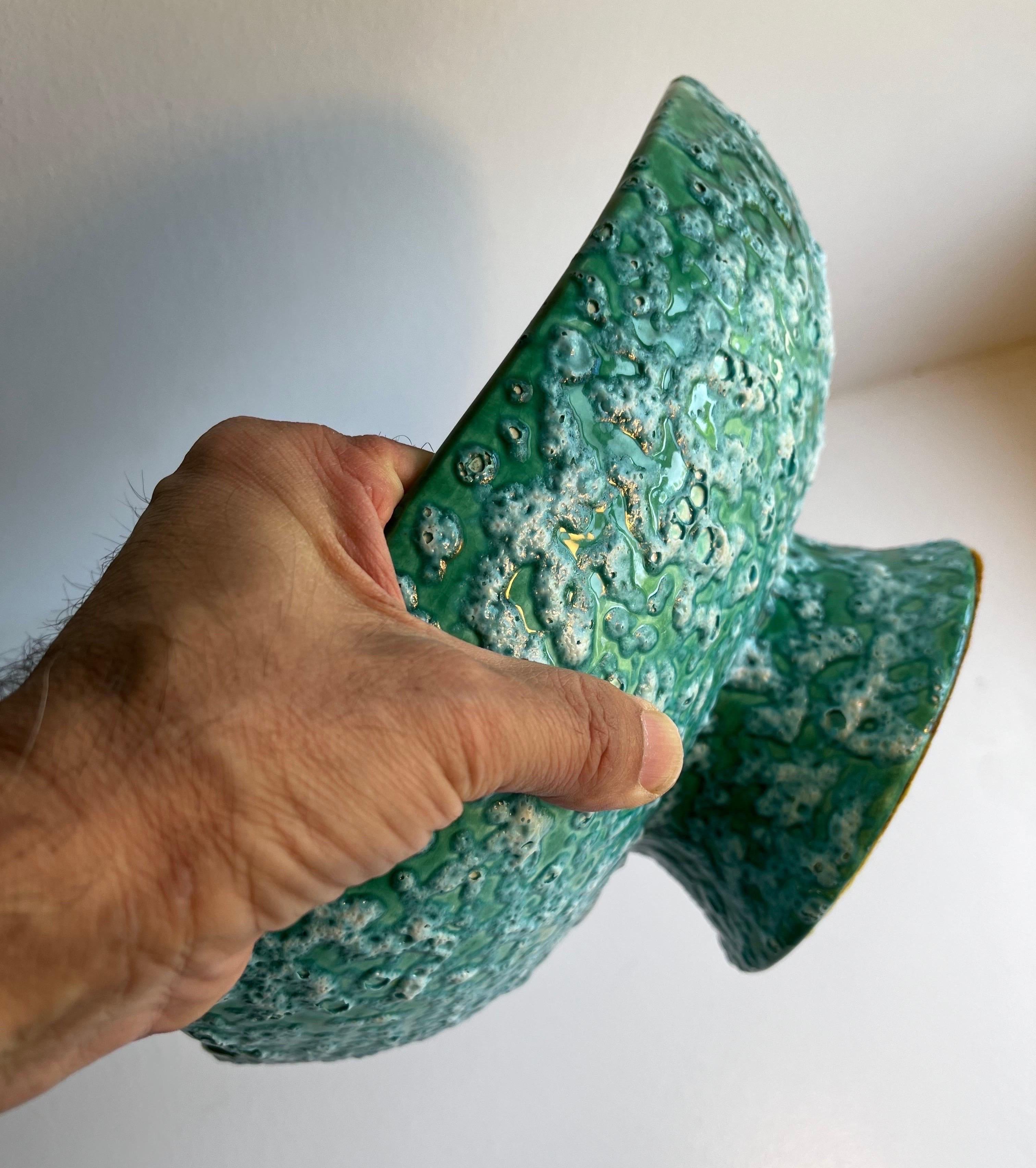Royal Haeger-Keramik-Sockelschale mit grüner „Lava“-Glasur im Angebot 5