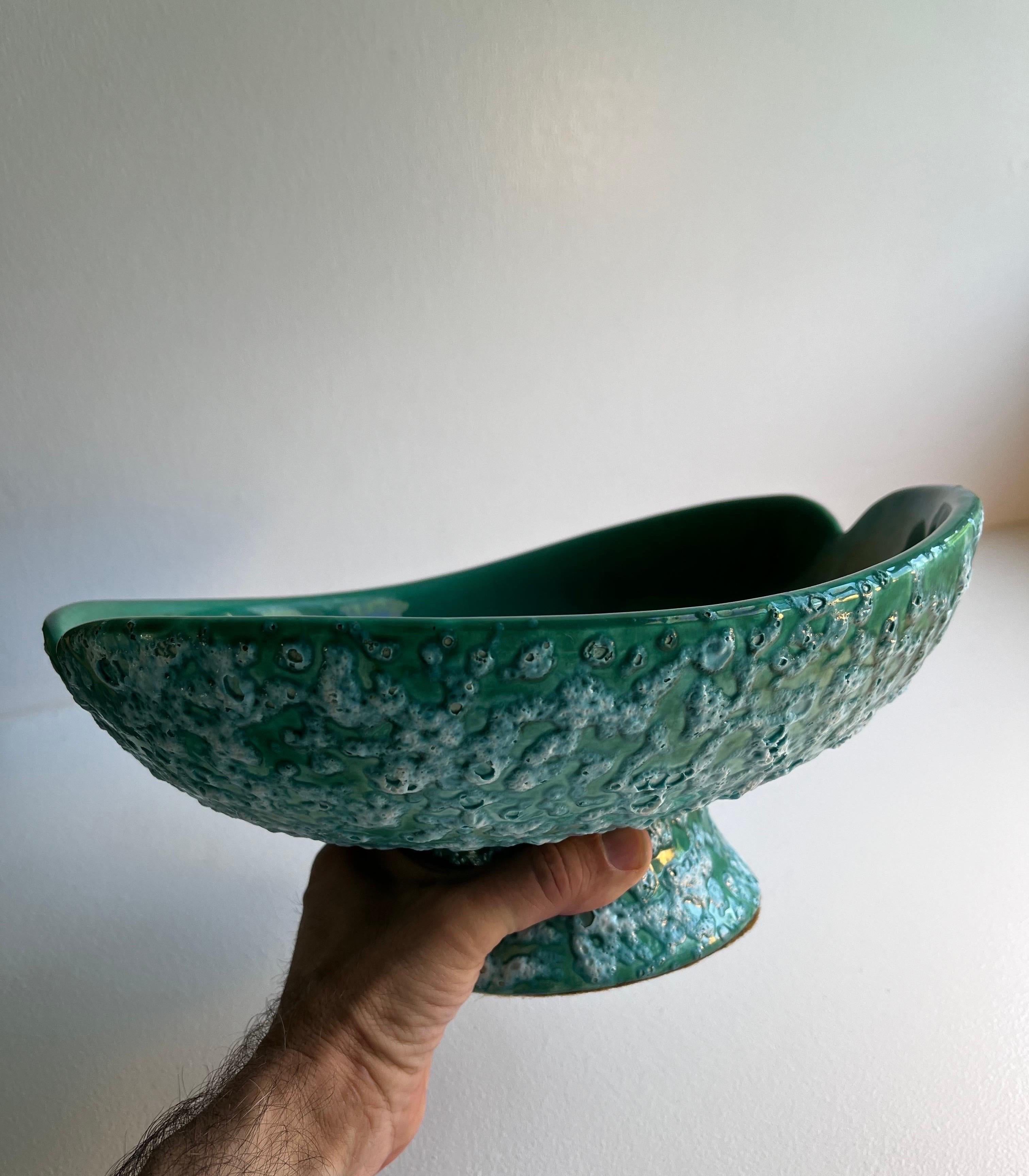 Royal Haeger-Keramik-Sockelschale mit grüner „Lava“-Glasur im Angebot 6