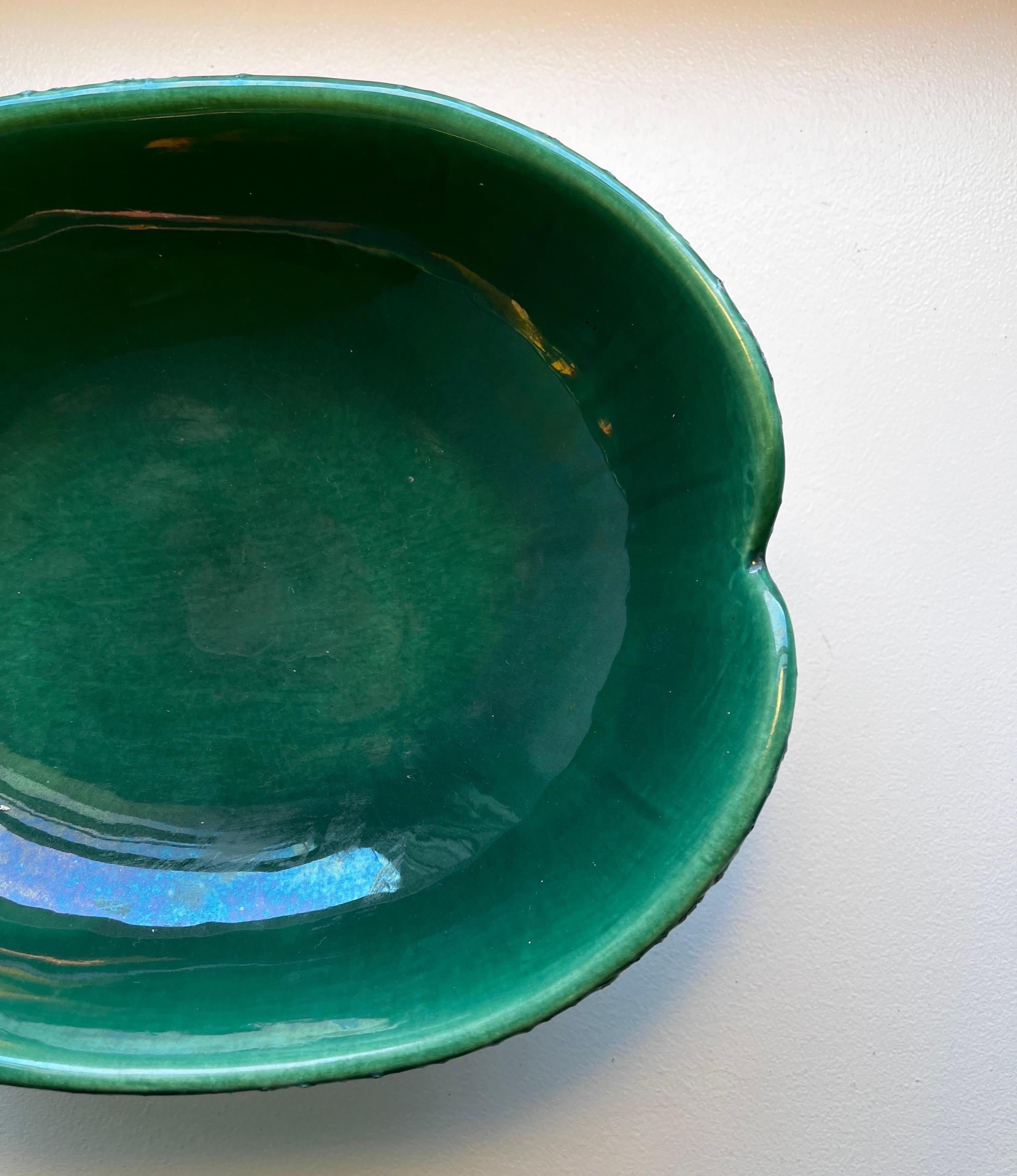 Vintage Royal Haeger Pottery Pedestal Bowl with Green 