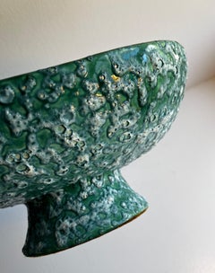 Vintage Royal Haeger Pottery Pedestal Bowl with Green "Lava" Glaze