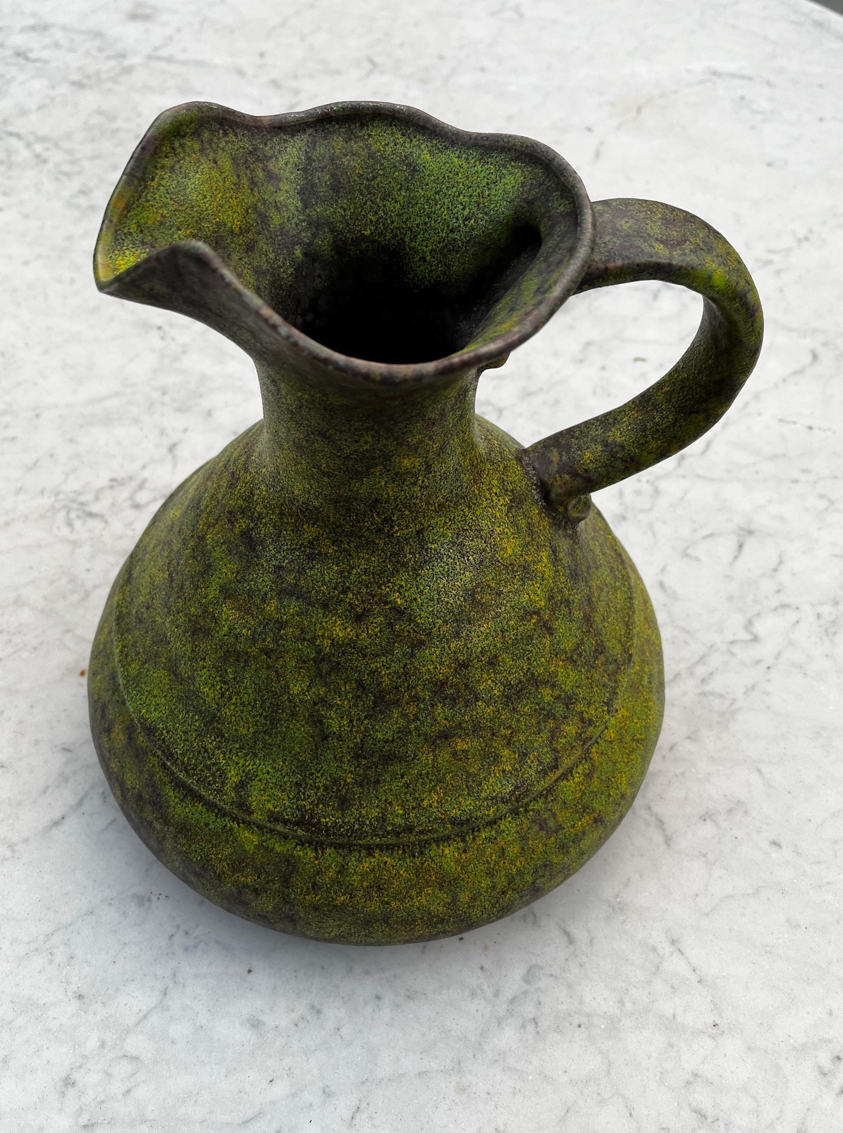 Mid-Century Modern Vintage Royal Haeger Pottery Pitcher with Green 