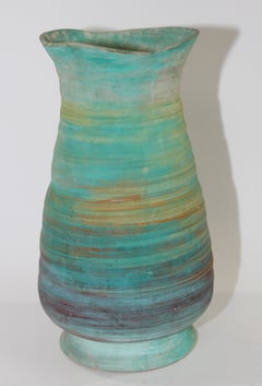 Vintage Royal Haeger Turquoise Blue Art Clay Pottery Spittoon Mission Vase