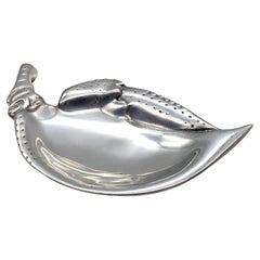 Retro Royal Hickman Bruce Cox Signed Pewter Shell Fish Plates, Set of 10
