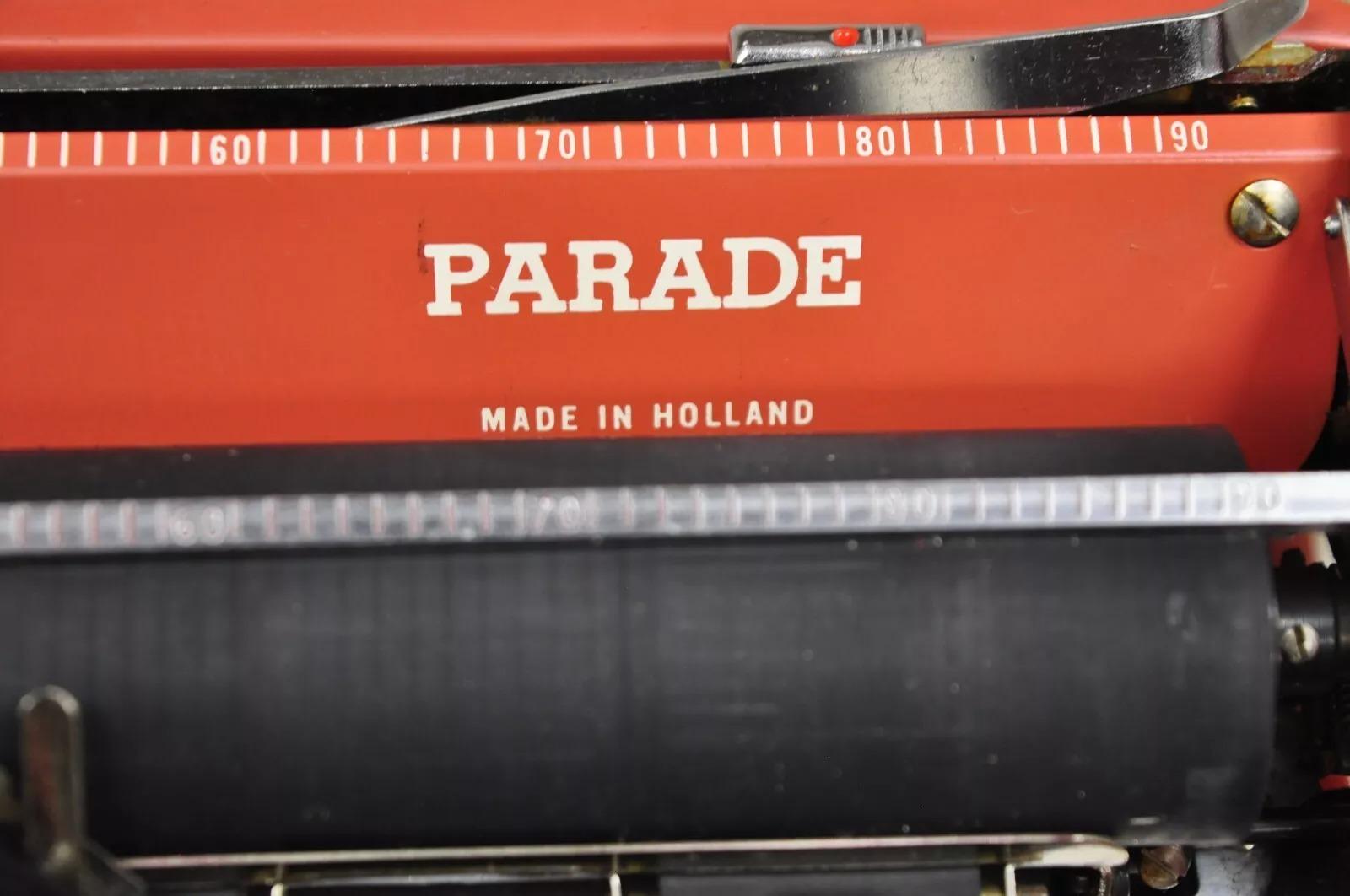 20th Century Vintage Royal Holland Parade Coral Red Mid Century Modern Typewriter in Case For Sale