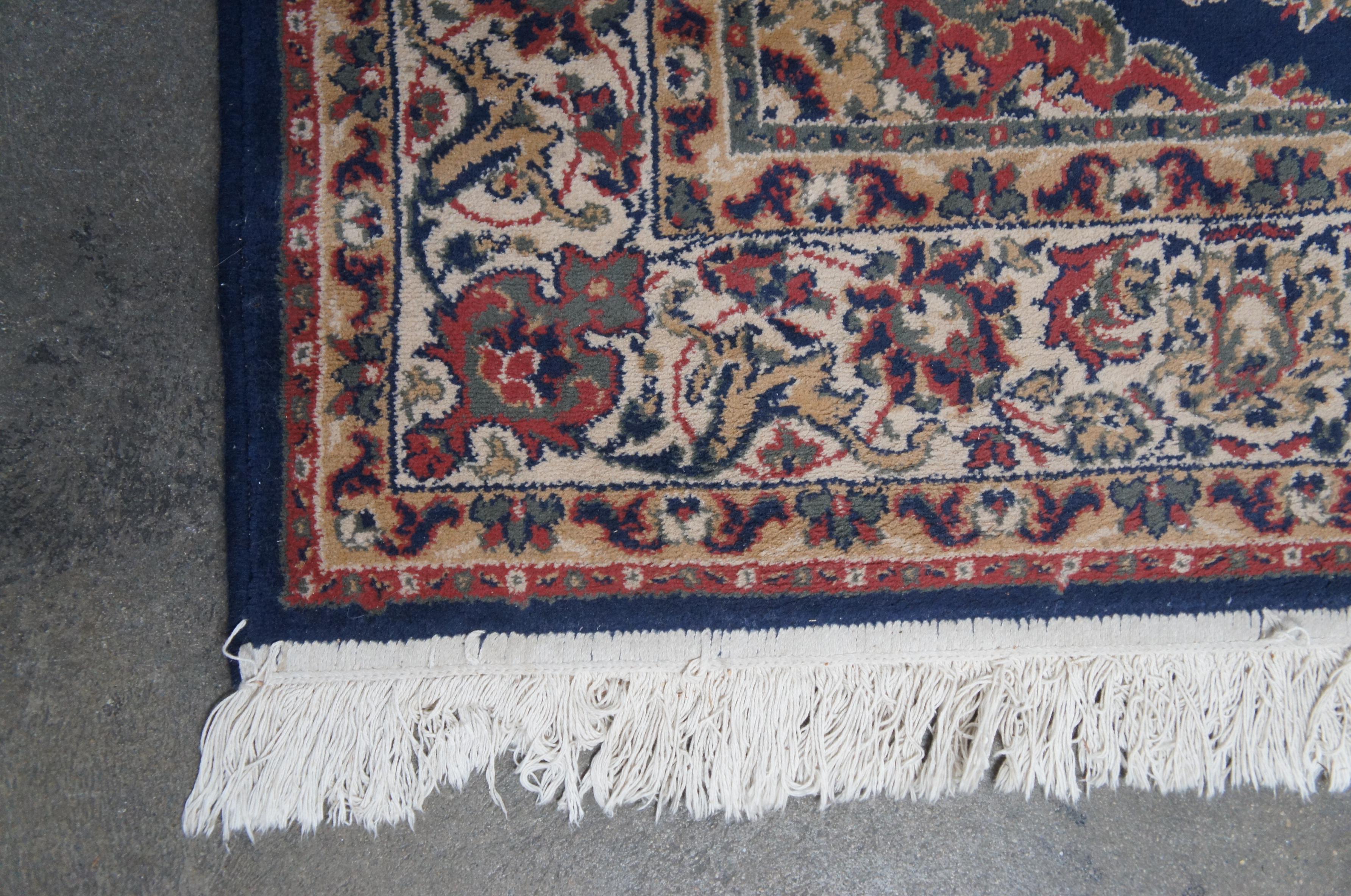 Vintage Royal Persian Sarouk Navy Floral All Over Navy Area Rug Carpet 5' x 8' In Good Condition For Sale In Dayton, OH