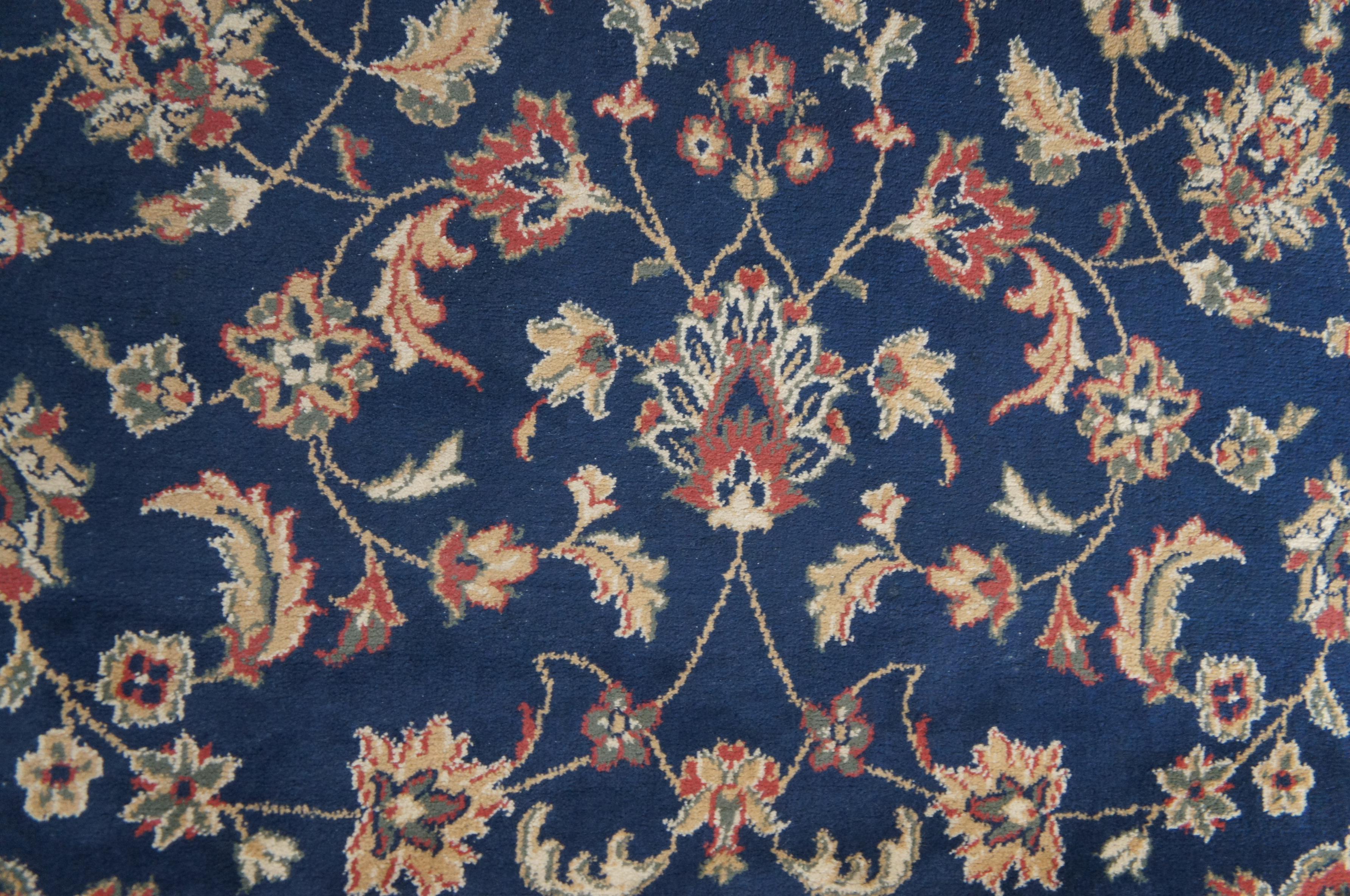 20th Century Vintage Royal Persian Sarouk Navy Floral All Over Navy Area Rug Carpet 5' x 8' For Sale