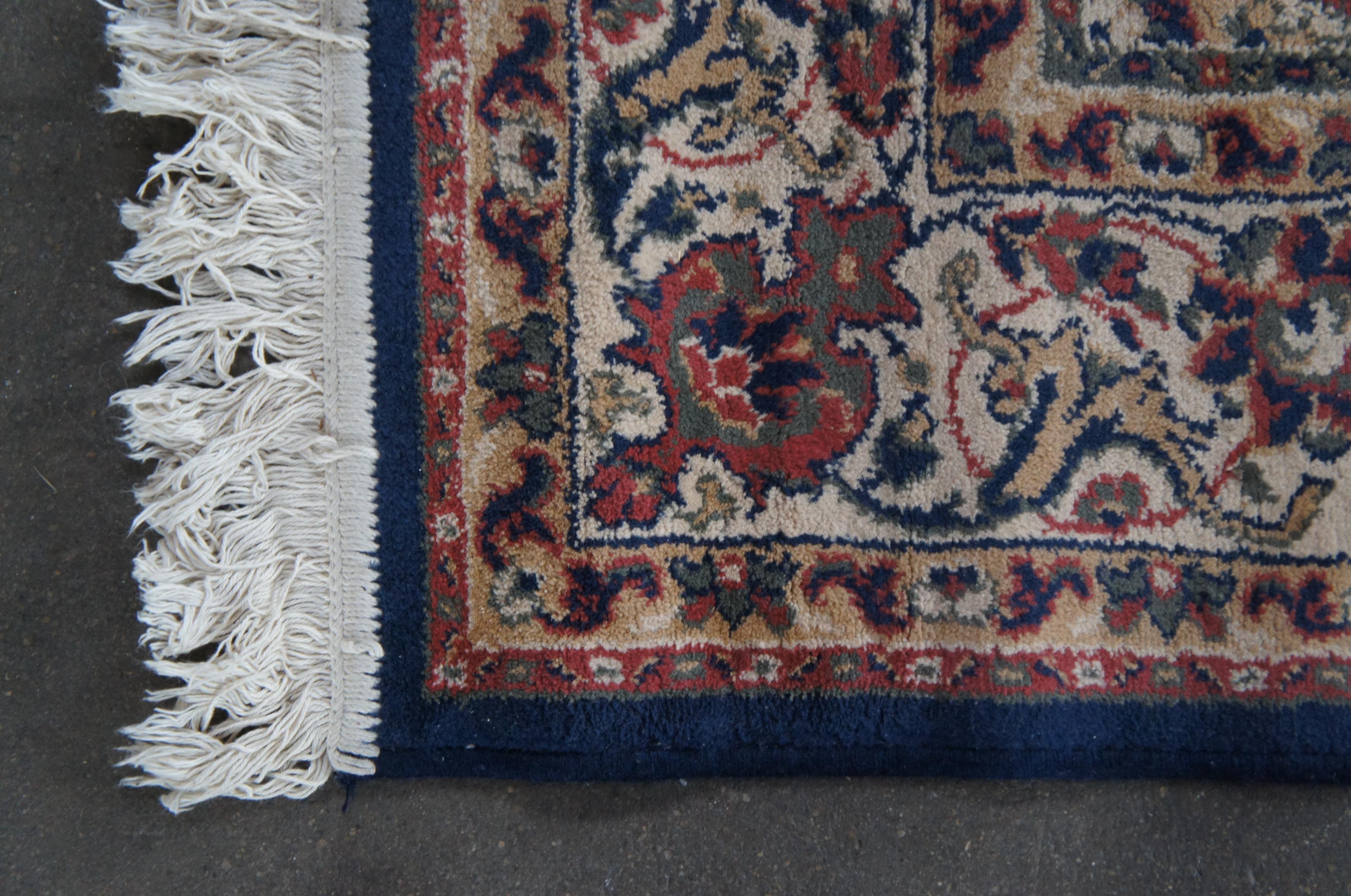 Synthetic Vintage Royal Persian Sarouk Navy Floral All Over Navy Area Rug Carpet 5' x 8' For Sale