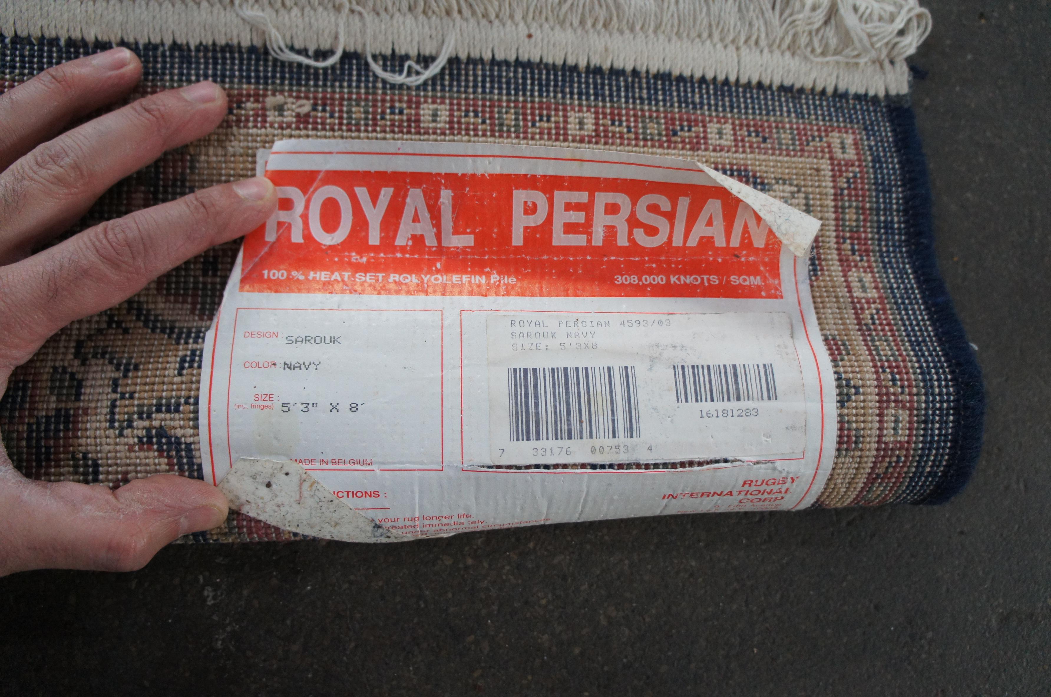 Royal Persian Sarouk Marineblauer, geblümter Vintage-Teppich in Marineblau, Royal Persian, 5' x 8' im Angebot 2