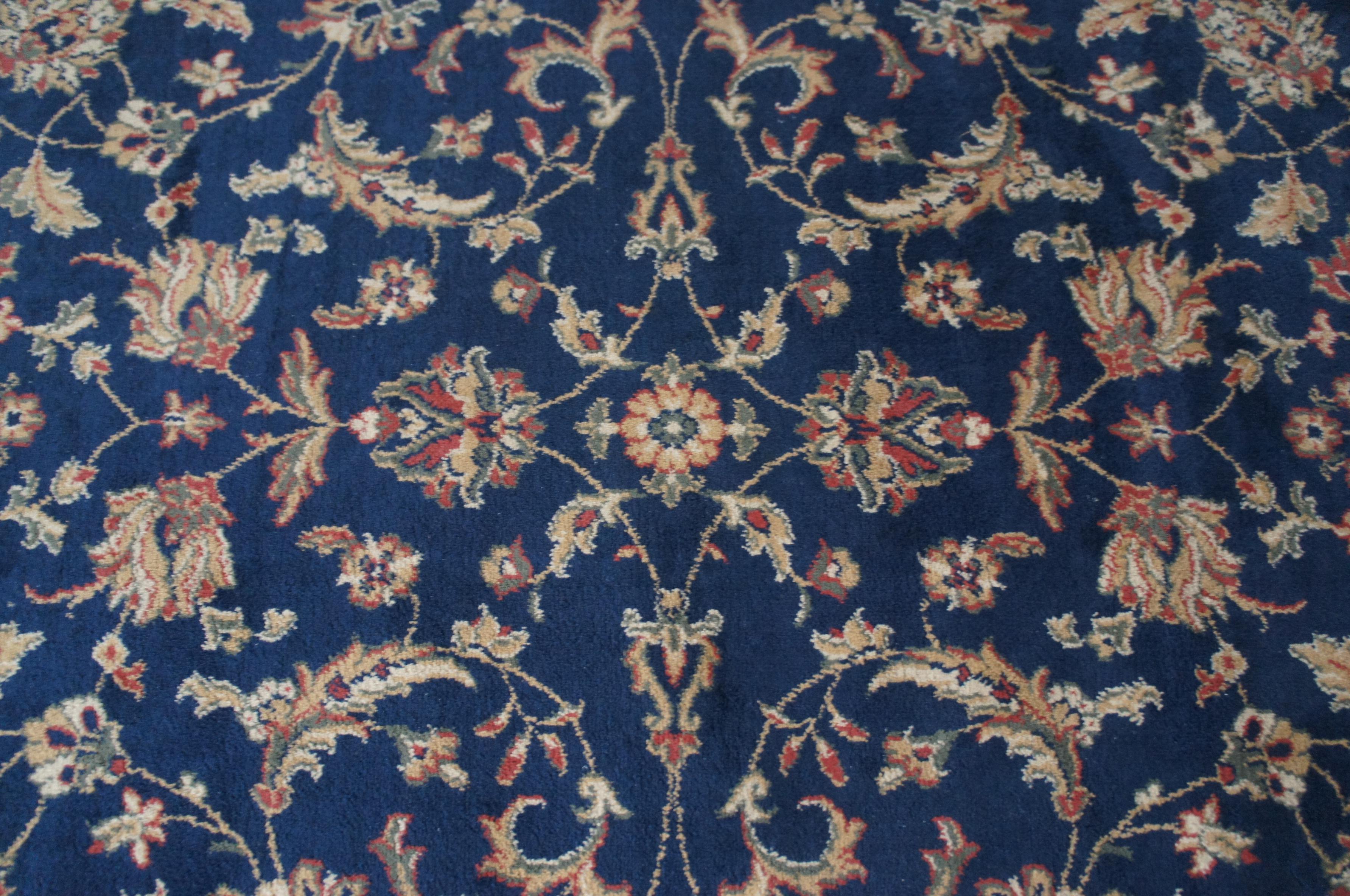 Vintage Royal Persian Sarouk Navy Floral All Over Navy Area Rug Carpet 5' x 8' For Sale 3