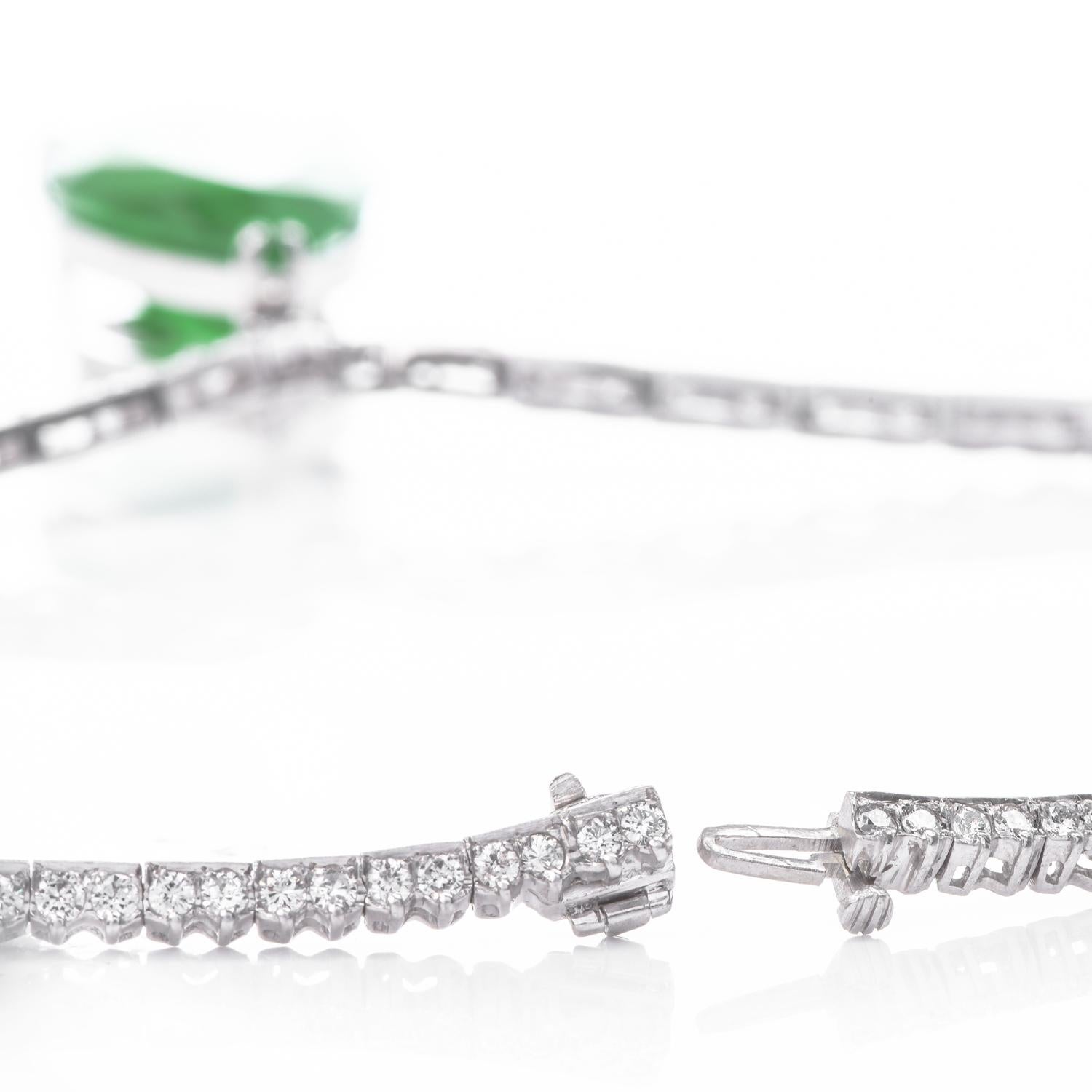 Vintage Royalty Vivid 49.49cts GIA Emerald Diamond Platinum Pendant  Necklace In Excellent Condition In Miami, FL