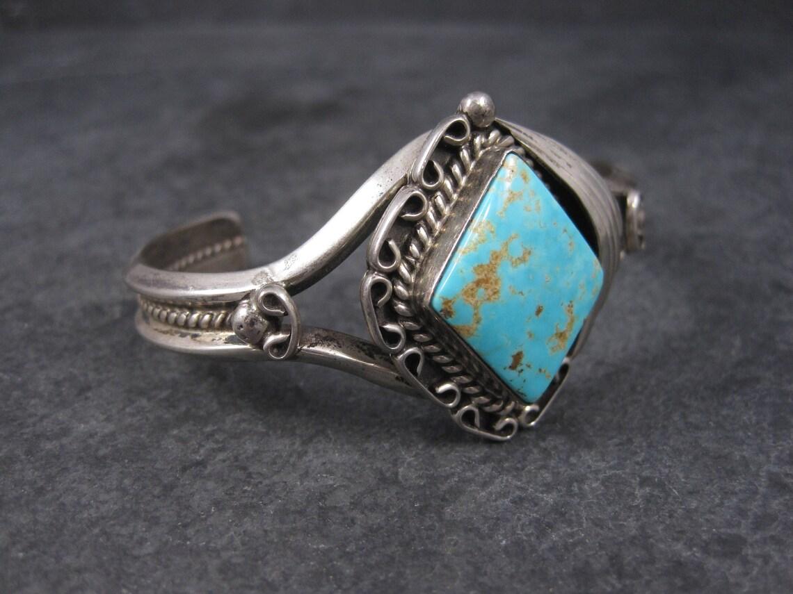 Women's or Men's Vintage Royston Turquoise Cuff Bracelet Navajo Tom Billy For Sale
