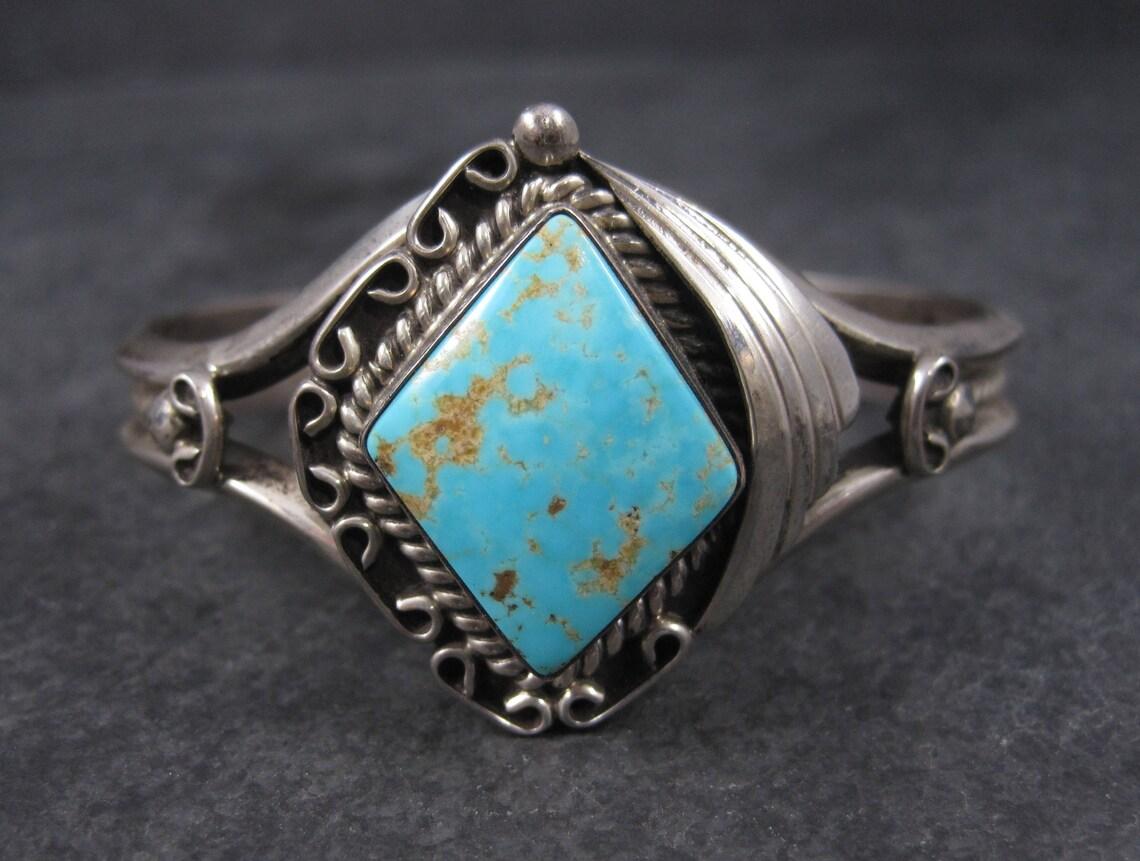 Vintage Royston Turquoise Cuff Bracelet Navajo Tom Billy For Sale 1