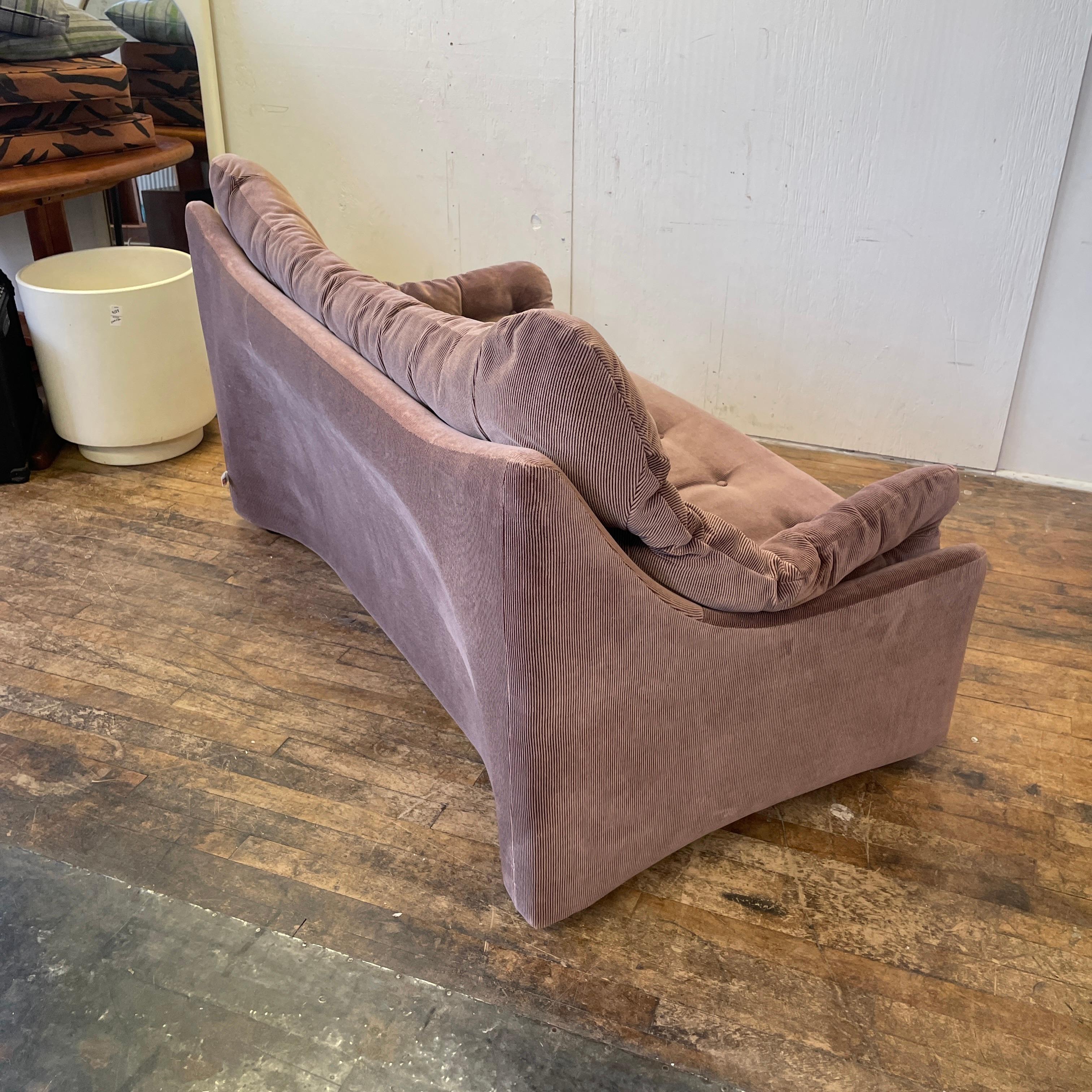 Fabric Vintage RS Associates Canadian Corduroy Loveseat Sofa For Sale