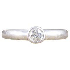 Vintage Rub Over Collar Set Diamond Solitaire Ring in Platinum