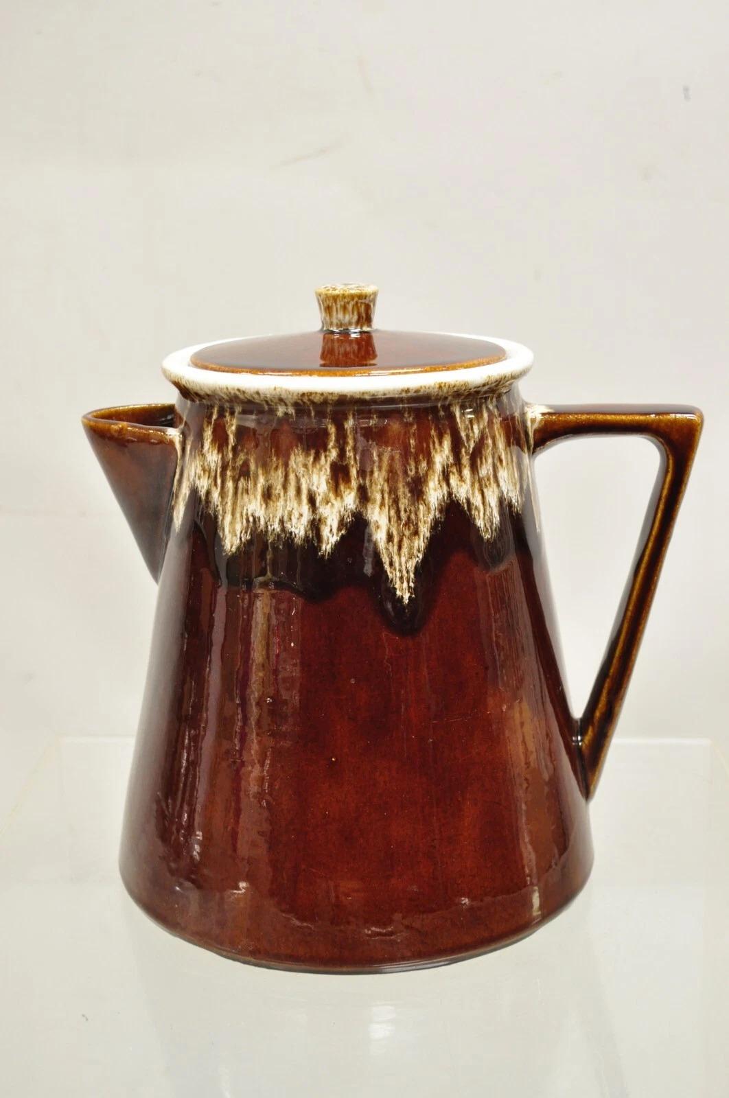 Vintage Rubel 1030 Brown Drip glasierte Keramik Keramik großen Wasserkrug Topf im Angebot 4