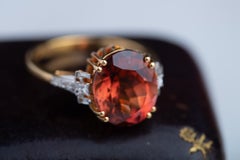 Vintage Rubellite Tourmaline Diamond Ring in High Carat Gold Heirloom Jewelry