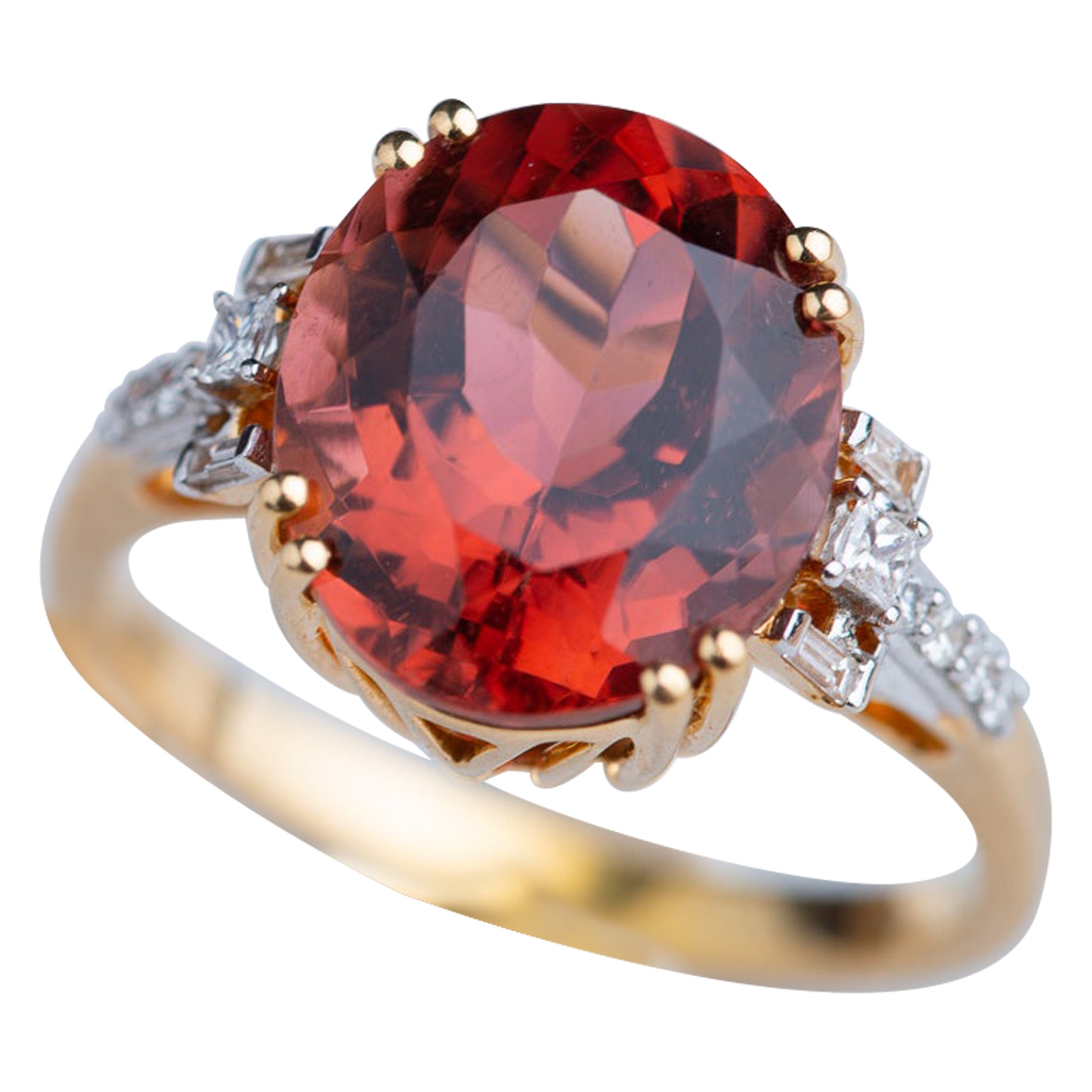 Vintage Rubellit Turmalin Diamant Ring in High Carat Gold Erbstück Schmuck im Angebot