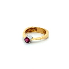 Vintage Rubellite Tourmaline Platinum and Gold Solitaire Ring