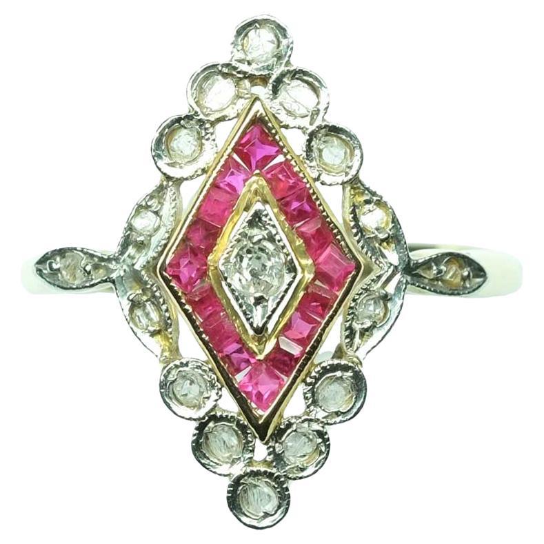 Vintage Rubies & Diamond Ring