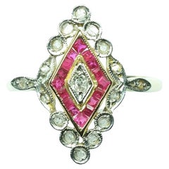 Vintage Rubies & Diamond Ring